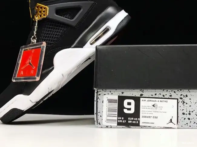 Rep TBkick Royalty Metallic 308497-032 Black Gold-White Jordan 4 Air 0514